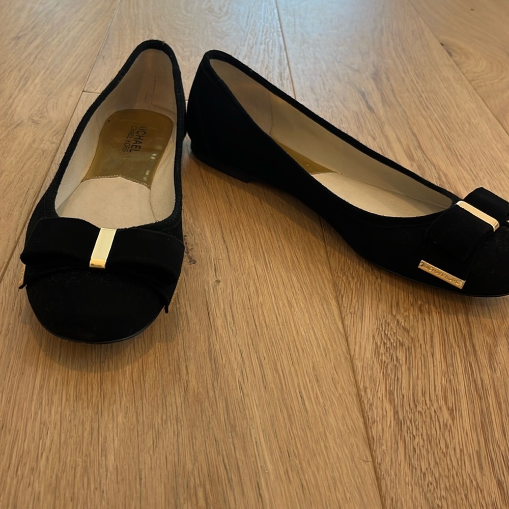 Black suede ballet flats